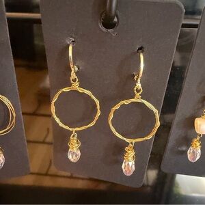 Elegant Gold Hoop Earrings with Crystal Drop